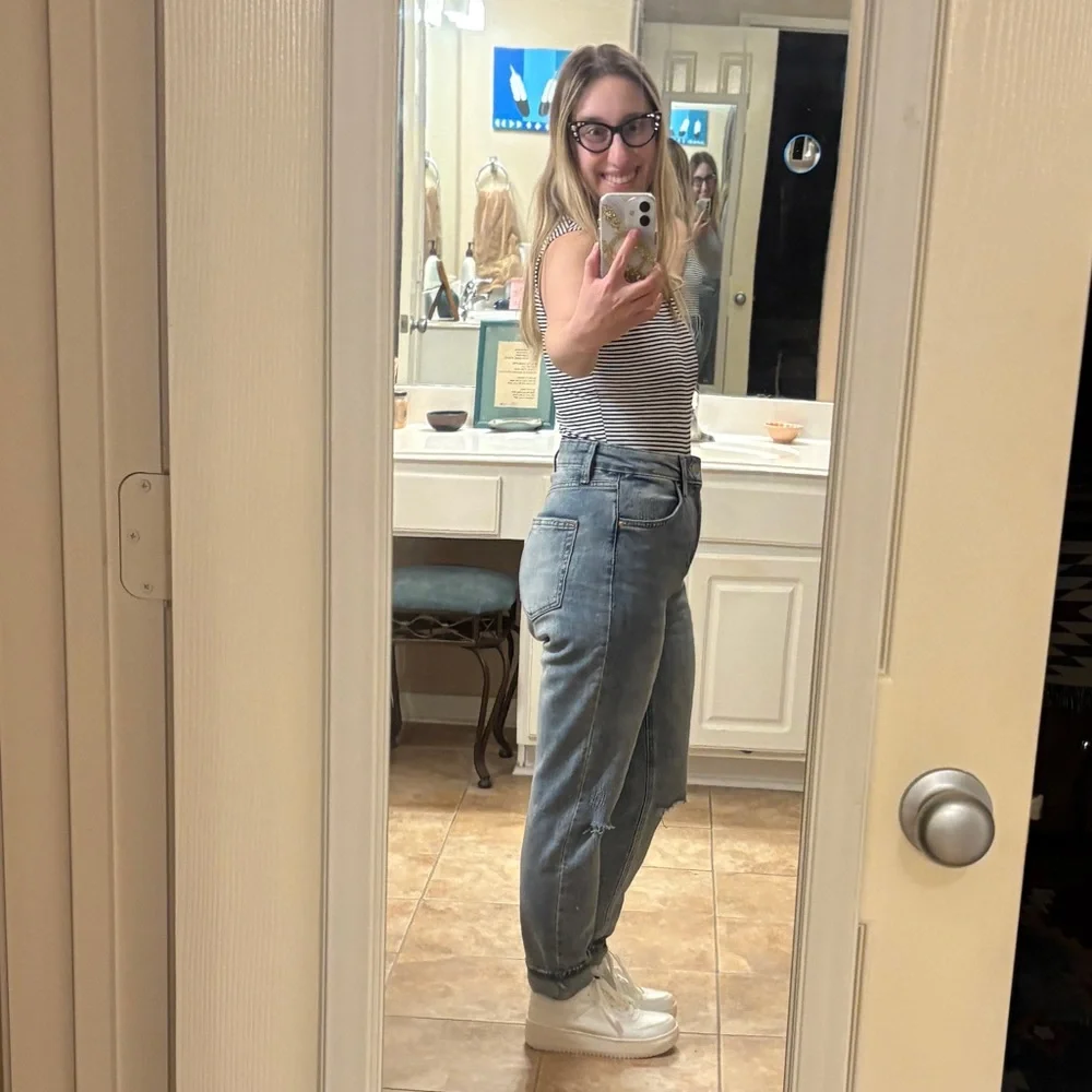 wild fable Distressed High-Rise Mom Jeans in Mid Blue - Picture 14 of 14